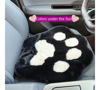 TEMU 1 Cojín de asiento para gato de paquete, asiento universal de coche de invierno de peluche antideslizante, y diseño de de perro alfombrilla de asiento para decoración interior del vehículo
