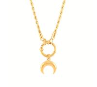 TEMU 1 collar con colgante de luna de acero inoxidable para mujer, con dijes de luna dorados y plateados a en una cadena, para amantes de la joyería