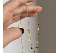 TEMU 1 Collar con disco de borlas de acero inoxidable en tono dorado | en el estilo vintage, hipoalergénico, chapado en oro de 18K, regalo para reuniones de mujeres y uso diario