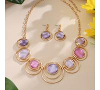 TEMU 1 Collar y 1 Par de Aretes, Elegante y Original, a , Fácil, Delgado, Recubierto, con Aceite de Caída, Esmalte, Aleación de , , Juego de Joyería, Adecuado para el Uso , , Regalo de San Valentín