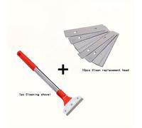 TEMU 1 Conjunto de raspador de acero inoxidable multiusos - Ideal para superficies de cerámica, vidrio y azulejo - Manual, no requiere energía - 10 cabezas de repuesto