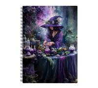 TEMU 1 cuaderno mágico de bruja con temática , con una cubierta ilustrada artística, que como un diario portátil de diseño . Para Halloween