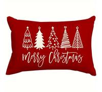 TEMU 1 de almohada navideña de 12x20 pulgadas, cojín decorativo de árbol de Navidad, de cojín navideña, adecuada para sofá de vacaciones, exterior, lumbar, sin de almohada