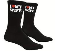 TEMU 1/ de Calcetines Deportivos Divertidos "Amo a Mi " - con Texto y , para Aniversario, , Día de San Valentín o Navidad para Esposo o Novio, Calcetines Divertidos