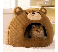 TEMU 1 de cama para gatos diseñada como un oso para uso en interiores, con una estructura engrosada y un diseño portátil