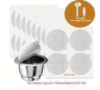 TEMU 1 de cápsulas de café reutilizables de acero inoxidable, juego de de papel de aluminio, vaso de filtro recargable, cápsulas de café filtrado más aceitosas, aditivos para café