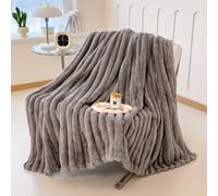 TEMU 1 de felpa gruesa a rayas de color sólido, ideal para otoño e invierno, se rápidamente. Una multifuncional que se puede usar como sábana, cubierta, para o para mascotas (rayas anchas)