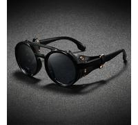 TEMU 1 de gafas redondas vintage de , con montura de acetato con patrones retro, perfectas para entusiastas , salidas a cafés temáticos vintage - Negro/Marrón, sin batería