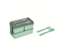 TEMU 1 de lonchera rectangular de capa dividida, disponible en , de plástico, para microondas, 1400 ml con utensilios, ideal para almuerzo, viajes, picnics y camping