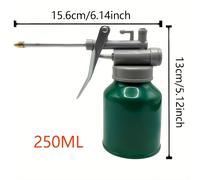 TEMU 1 de lubricante de relleno manual de 250 ml - Lata de aceite de metal duradera con boquilla larga, dispensador de acción de bomba industrial, color verde