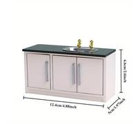 TEMU 1 de muebles en miniatura para casa de muñecas a 1:12, que artículos de cocina como una estufa y un fregadero , perfectos para decorar un salón familiar.