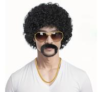 TEMU 1 de pelucas afro disco negras cortas y esponjosas, ideales para cosplay de anime, pelucas divertidas para hombres y mujeres.