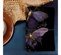 TEMU 1 Diario A6 con cubierta de cuero, elegante y , cuaderno minimalista para planes de trabajo, universitarios y con mariposas moradas sobre negro