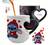 TEMU 1 , "Disney Stitch Amor: Taza de Cerámica Aislante de que de Color - Regalo para Amantes de Disney, Diseño de 11oz, Ideal para y Uso Diario