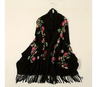 TEMU 1 elegante bordado floral para mujer, 100% poliéster, estilo , super , a prueba de viento, , decorativo, adecuado para salir - Accesorios de moda étnica de otoño e invierno