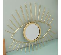 TEMU 1 Espejo Decorativo de Pared con Forma de Ojo - Diseño Moderno Minimalista de Ojo con Dorado, Espejo Flotante para , Dormitorio, Estudio