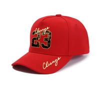 TEMU 1 gorra Chicago 23 con estampado de número y letra, logo dorado - Snapback ajustable, visera curva, diseño de 5 paneles - Gorra deportiva de - Ropa temática de Chicago con diseño del número 23