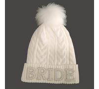 TEMU 1 gorro acrílico para novia con pompón, solo a - Gorro de ducha de invierno con temática de princesa para mujer, accesorio para despedida de soltera, idea de regalo universal para las fiestas, .