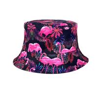 TEMU 1 Gorro de con Estampado de Flamenco Rosa, Colocación Aleatoria, Estilo Bohemio Unisex, Gorro de Pescador Plegable de Cara, Moda Europea y Americana