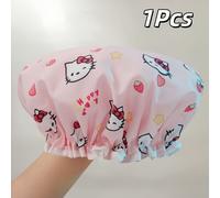 TEMU 1 Gorro de Ducha Sanrio - Diseño de Capa de Calidad, de Corazones y Estrellas Lindo para Mujeres, Gorro de Baño para el Hogar, Gorro de Cocina
