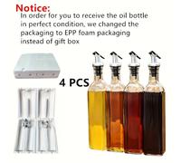 TEMU 1 Juego, 4 Piezas de Botellas de Vidrio para Aceite y de 500ml con Pico Goteador para Cocina, Utensilios de Cocina, Frasco para Condimentos