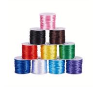 TEMU 1 Juego de 10 Rollos, 10 Colores, Cordón de Satén Rattail de 2mm, Cordón de Nylon para Pulseras de la , Nudos Chinos, Macramé, de Joyas, Aproximadamente 91 Yardas en Total