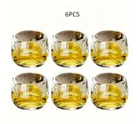 TEMU 1 Juego de 6 Tazas de Té de Cristal Sin Plomo de 3.21 oz - Vasos de Whisky, Perfectas para Té Fu, Bebidas e Invierno, y Decoración del Hogar