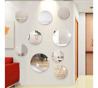 TEMU 1 juego de 9 pegatinas decorativas de espejo en combinación de 9, para y dormitorio, del sofá, adhesivos decorativos de espejos para paredes, embelezamiento de tiendas y comerciales