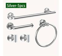 TEMU 1 Juego de accesorios de baño modernos de acero inoxidable 304, toallero de pared, portarrollos de papel higiénico, toallero, ganchos - Estilo contemporáneo, no necesita energía