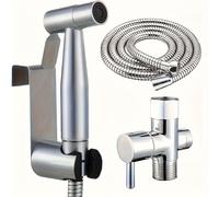 TEMU 1 juego de accesorios para inodoro, pistola rociadora 304 aleación separador de agua, tubo de ducha de calidad, pistola lavapatas para mujer