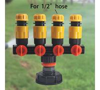 TEMU 1 juego de adaptador separador 4 vías para IBC de 1000L con ajustable, compatible con manguera de 1/2" a 3/4", conexión S60 a 1/2" para riego de jardín y