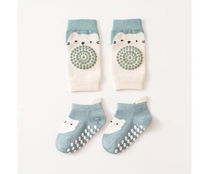 TEMU 1 Juego de Calcetines y Rodilleras para Niños con Diseño de Lobo y Oso, Calcetines Antideslizantes para que Aprenden a Caminar, Calcetines para y Rodilleras para Niños.