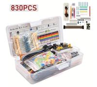 TEMU 1 Juego de Componentes Electrónicos Comunes con e Giratorio, de Alimentación, Cables Puente, Breadboard de 830 Puntos, Potenciómetro y Resistencias Compatibles con &