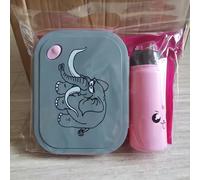 TEMU 1 juego de de almuerzo portátil de elefante de dibujos animados con botella de agua y cuchara - Lavar a , plástico, rectangular, operación manual, no requiere electricidad, regreso a