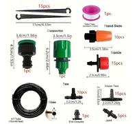 TEMU 1 Juego de Diseño de Jardín DIY, Riego por Goteo, Manguera de Riego, de Riego Automático, Jardín para Regulación del Volumen de Riego por Goteo, de Riego Automático, Ahorra Agua y