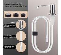 TEMU 1 juego de dispensador de jabón para fregadero, tubo extensible con cabezal de acero inoxidable y accesorio de botella de manguera , bomba de detergente para lavavajillas