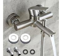 TEMU 1 Juego de grifo de bañera de control frío/ de acero inoxidable 304, grifo de ducha de baño de , estilo cepillado en la pared