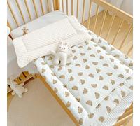 TEMU 1 juego de ropa de cama infantil con patrones de animales y corazones, colcha plegable portátil beige cómoda para todas - Ideal para habitación, sala, coche o en el aula, regalo para bebés