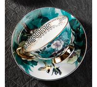 TEMU 1 Juego de Taza y Platillo de Cerámica, Tazas de Café Vintage Chinas con , 7.4oz/220ml Taza de Latte de Porcelana Hueso Platillo para Té de la o , Regalo para de San Valentín/Día de la