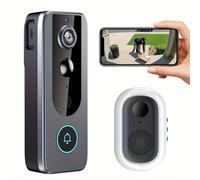 TEMU 1 Juego de Timbre de Video Inteligente WiFi con Cámara HD 720P, Detección de Movimiento PIR, Visión Nocturna y Audio Bidireccional, Alertas Real en el Teléfono, Cámara de Seguridad Inalámbrica