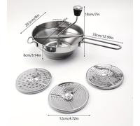 TEMU 1 Juego de Triturador de Patatas, Molinillo de Alimentos de Acero Inoxidable, Triturador de Verduras y Frutas, Molinillo Rotativo, Ideal para Salsas, de , y Papas Trituradas