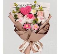 TEMU 1 Juego, Ramo de Rosas a en Crochet Rosa y , Flores Artificiales Tejidas, Kit de Regalo para Novia, o Mujer, Ideal para San Valentín y Decoración del Hogar, para Navidad