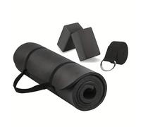 TEMU 1 juego, Tapete de Yoga, Bloques de Yoga y Banda de Resistencia, Tapete Antideslizante con Correa de Transporte para Mujeres, Hombres y Principiantes