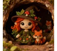 TEMU 1 kit de crochet de bruja y zorro con instrucciones - Juego completo con ganchos, hilo, accesorios - Patrones de crochet fáciles de para principiantes, para Halloween