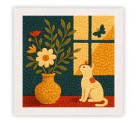 TEMU 1 Kit de de Bordado con Aguja de Perforación con , de Gato para Adultos Principiantes, Kits de Aguja de Perforación de Animales, Fácil DIY, Decoración o Regalo, 25x25 cm/9.84x9.84 pulgadas