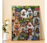 TEMU 1 Kit de Pintura por Números para Principiantes Adulto - Témperas Acrílicas, ¡, 3 Brochones y Manual Instrucciones! | Soñada Flores en Estilo Pastoral| 40x50cm/15.7inx20in Sin