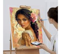 TEMU 1 Kit de Pintura por Números para Principiantes - Pinturas Acrílicas, , 3 Pinceles y Manual de Instrucciones | Pintura Acrílica de con en el Cabello | 40x50 cm / 15.7x20 Pulgadas, Sin