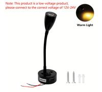 TEMU 1 Lámpara de lectura flexible con cuello de para montaje en pared, foco LED, con de botón, iluminación interior, iluminación de de trabajo, luz de lectura de noche, 12-24V, sin batería