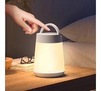 TEMU 1 lámpara de mesilla, luz nocturna LED, linterna portátil, luz para acampar al , iluminación , tricolor ajustable, táctil regulable, batería de 1500 mAh, adecuada para .