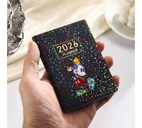 TEMU 1 Libreta de de bolsillo mini portátil de en inglés tamaño A7 2026 de de Disney, páginas finas, agenda semanal de 64 hojas de papel fino, calendario de planificación diaria de 365 días B-XSC06